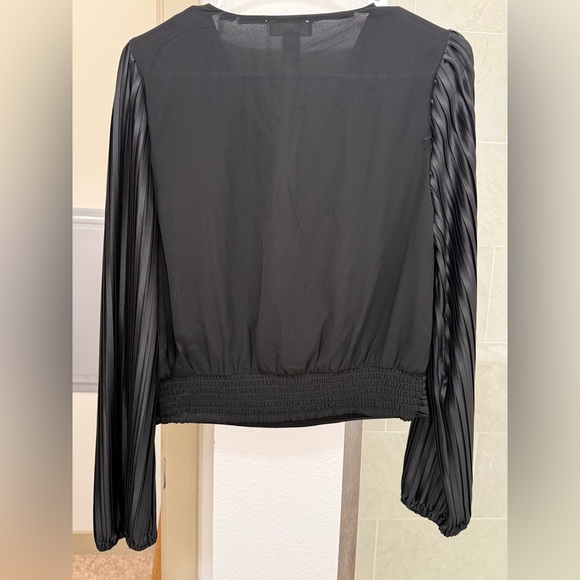 Black Pleated Wrap Top - Picture 4 of 4